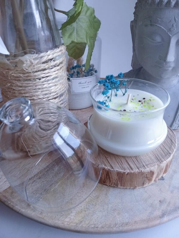 Bougie Cloche Monoï sur Socle en Bois