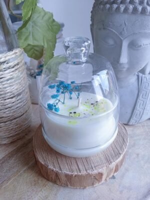 Bougie Cloche Monoï sur Socle en Bois